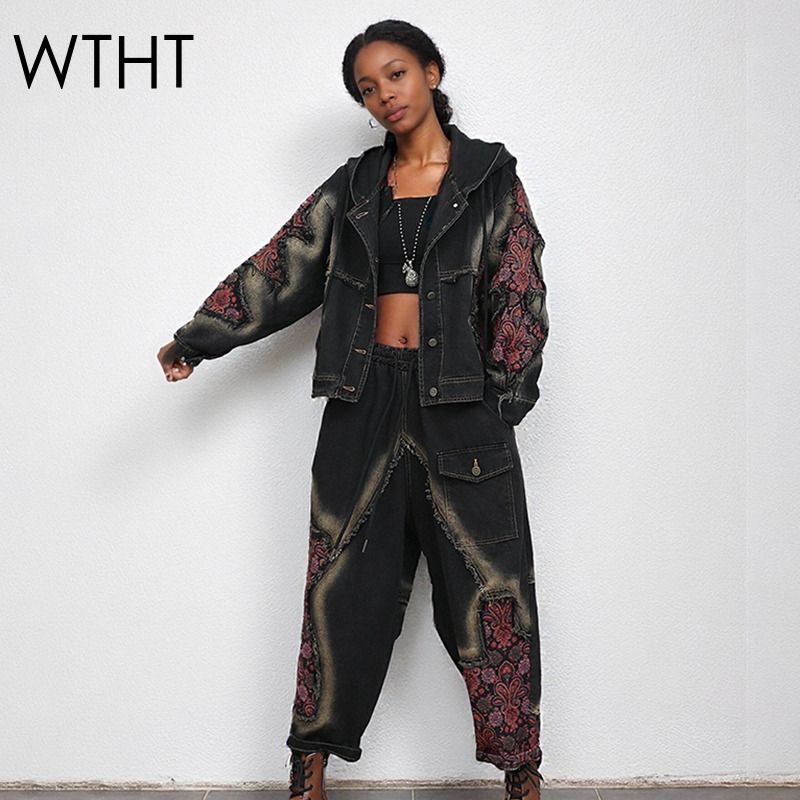Women'S Fashion Denim Jacket - WTHT модная женская стирка в стиле