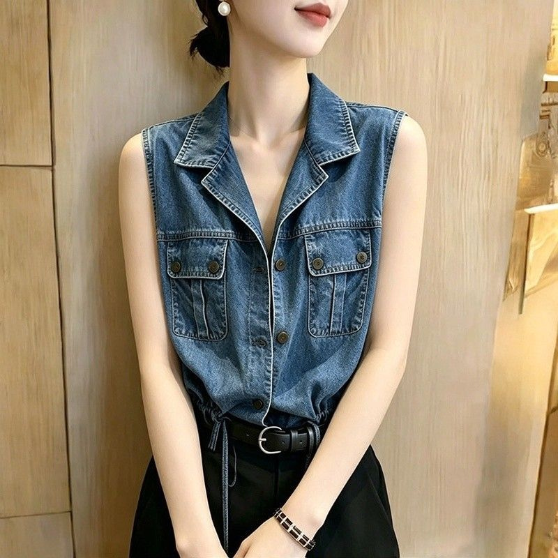 Women'S Fashion Denim Jacket - Суперстильная джинсовая рубашка-топ для женщин, блузка,
