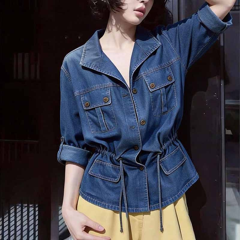 Women'S Fashion Denim Jacket - Женская джинсовая рубашка-куртка в американском гонконгском