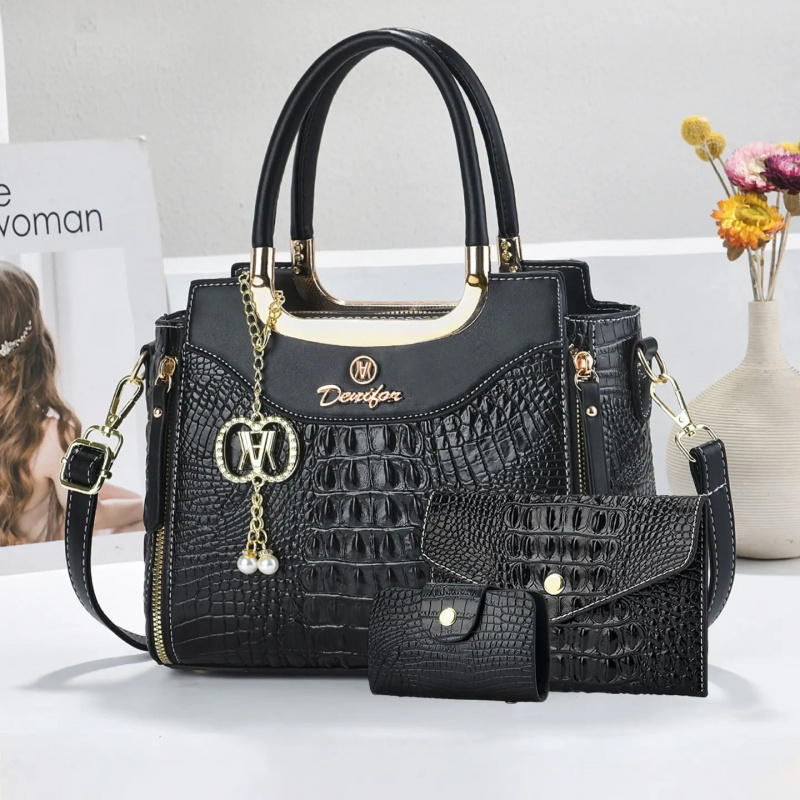 Crossbody Bag Women - Женский набор сумок с текстурой под