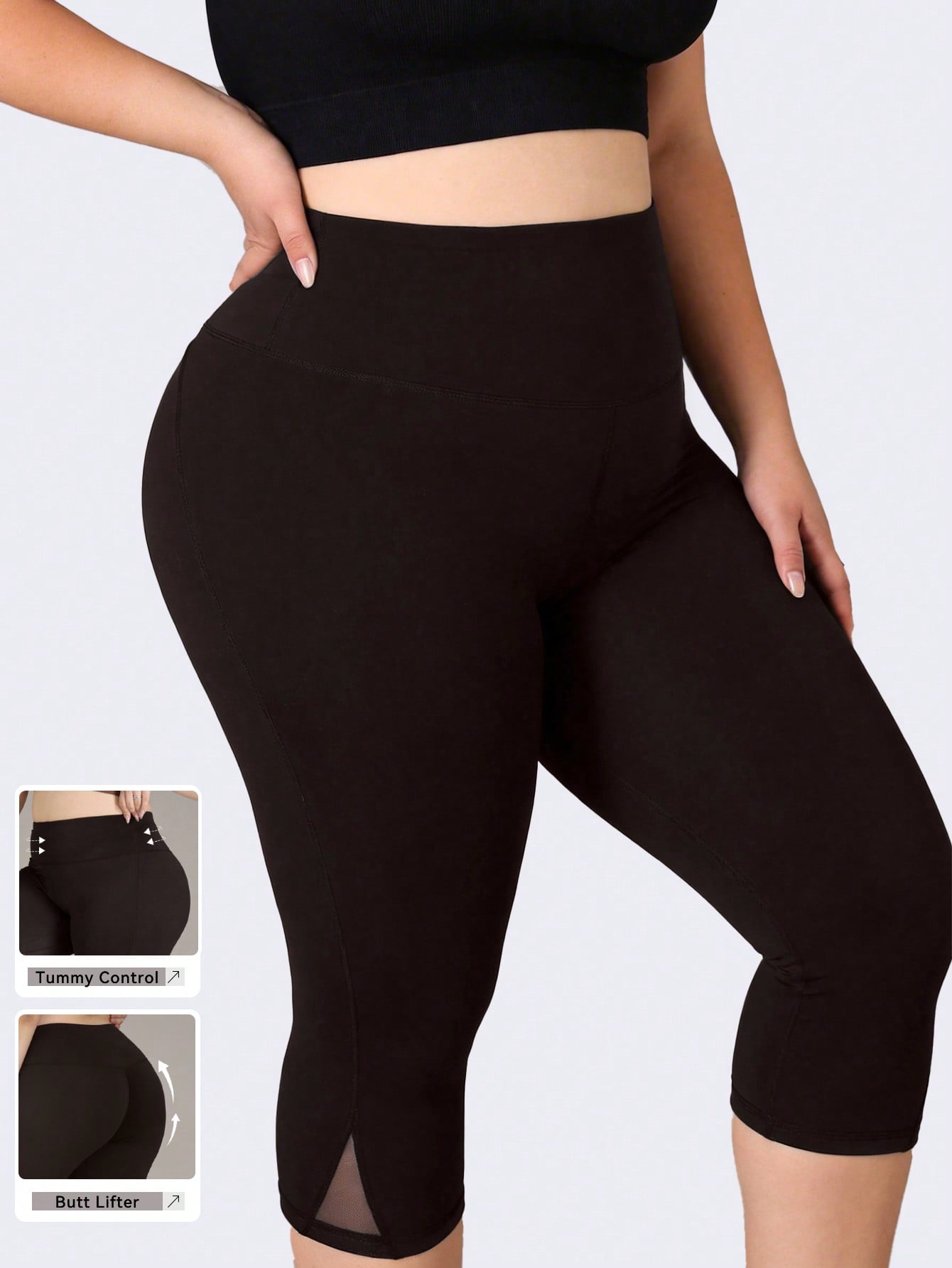 High Waist Leggings - Женские спортивные леггинсы больших размеров: укороченные