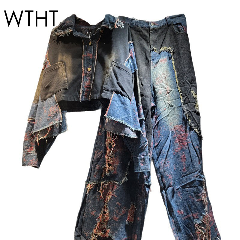 Women'S Fashion Denim Jacket - WTHT новая модная женская лоскутная джинсовая