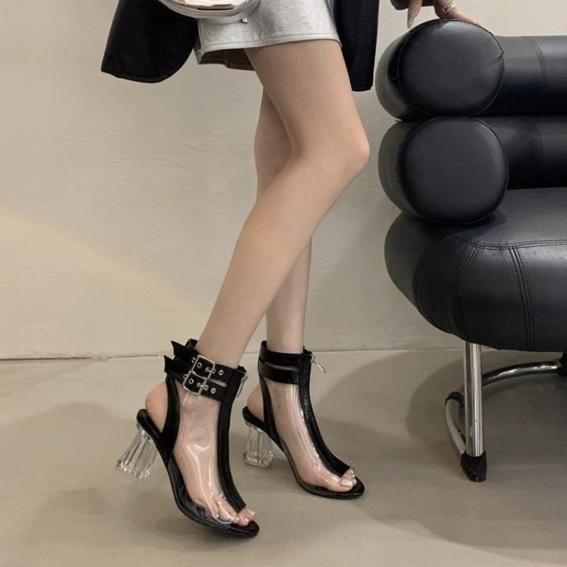 Fashion Women Belt - Сандалии на молнии на каблуке с
