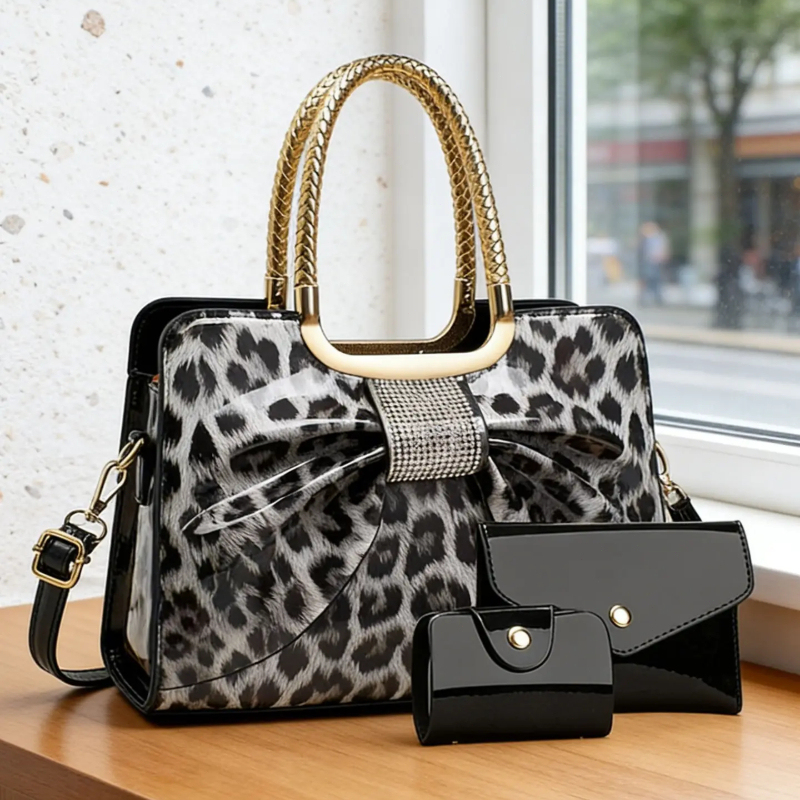 Crossbody Bag Women - Женская сумка с леопардовым принтом и