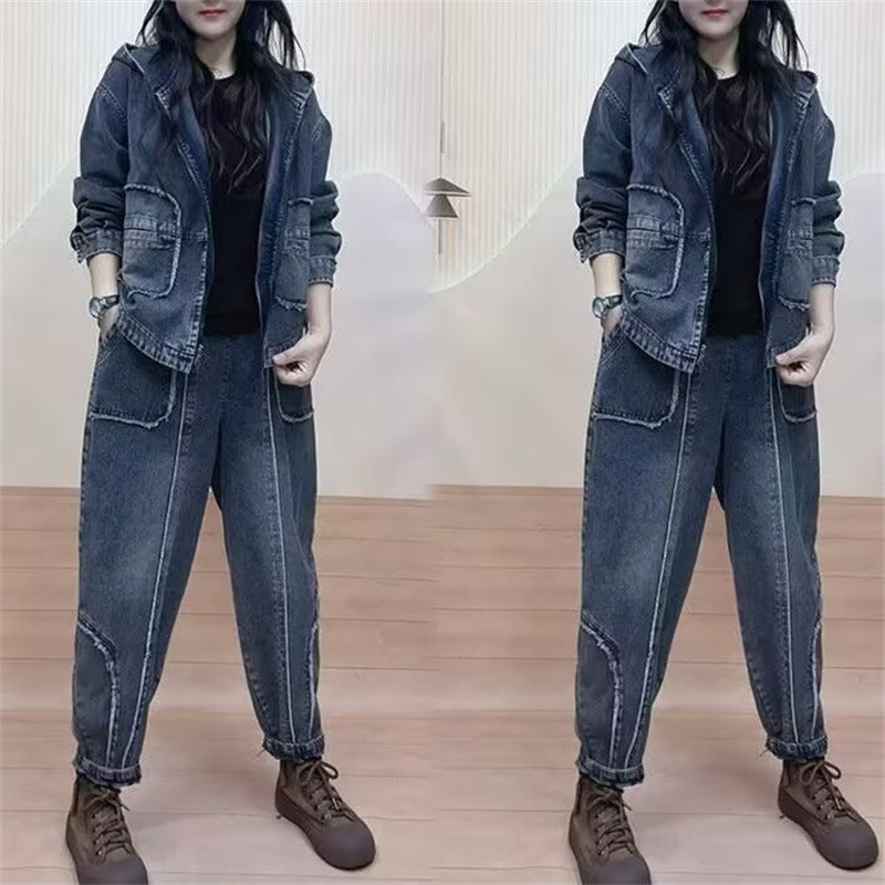 2024 Осенние костюмы с капюшон – обзор и цена Women'S Fashion Denim Jacket