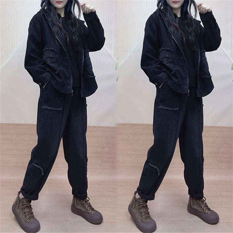 2024 Осенние костюмы с капюшон – обзор и цена Women'S Fashion Denim Jacket