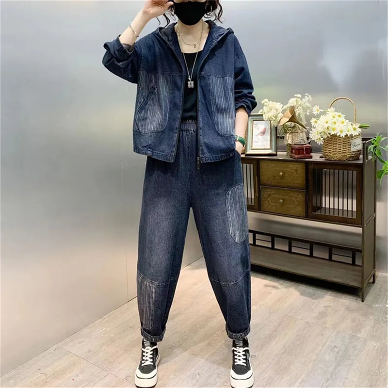 2024 Осенние костюмы с капюшон – обзор и цена Women'S Fashion Denim Jacket