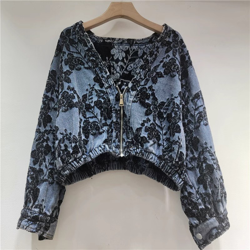 Модная жаккардовая короткая дж – обзор и цена Women'S Fashion Denim Jacket
