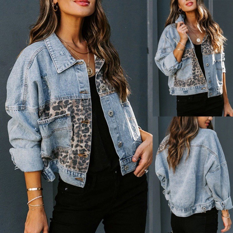 Джинсовая куртка с леопардовой – обзор и цена Women'S Fashion Denim Jacket