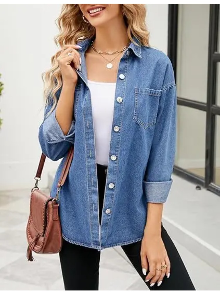 Новые свободные джинсовые руба – обзор и цена Women'S Fashion Denim Jacket